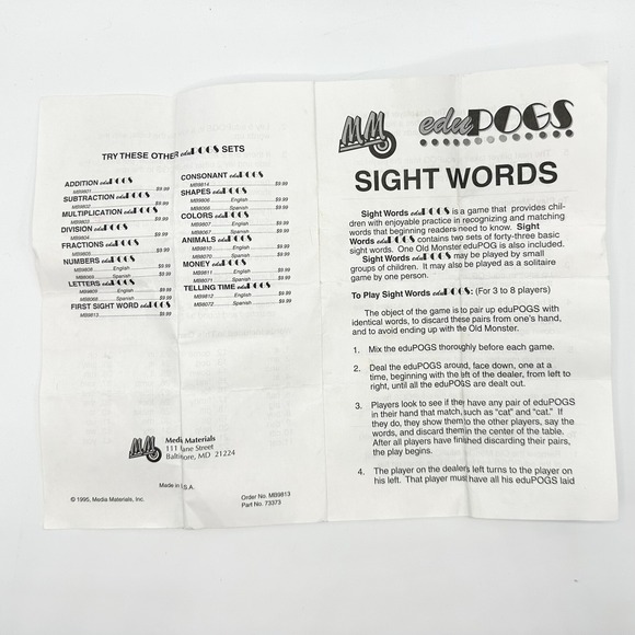 Rare Vintage 1995 MM EduPOGS Sight Words Pogs Education Teaching Reading READ - Picture 11 of 13